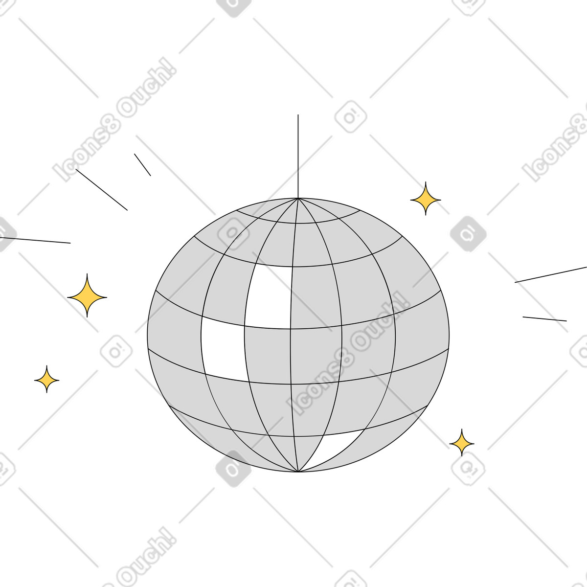 Ilustración Bola de disco en estilo Sitcom a descargar en PNG y SVG