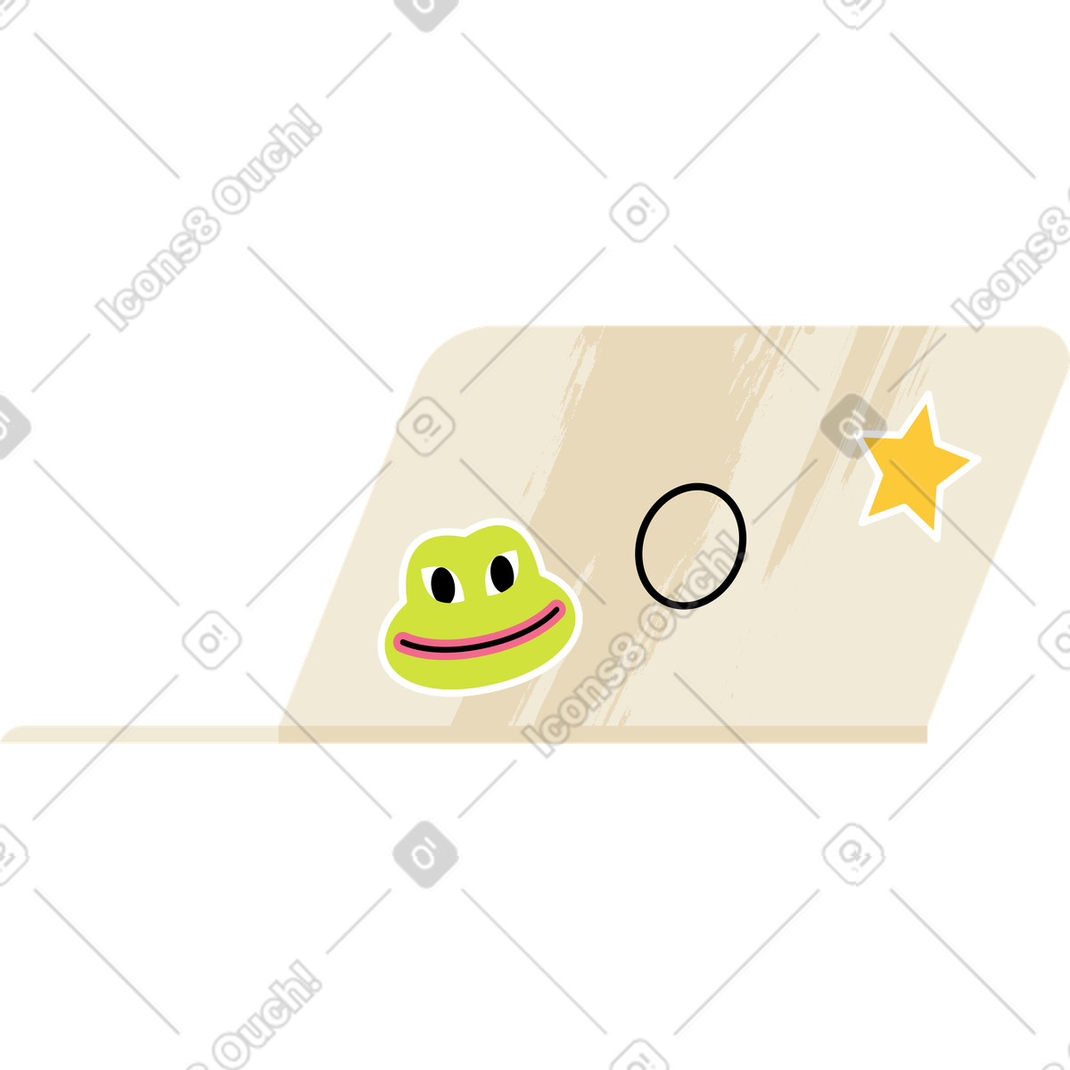 Ilustração de Notebook com adesivos na tampa em no estilo Juicy para baixar em PNG, SVG