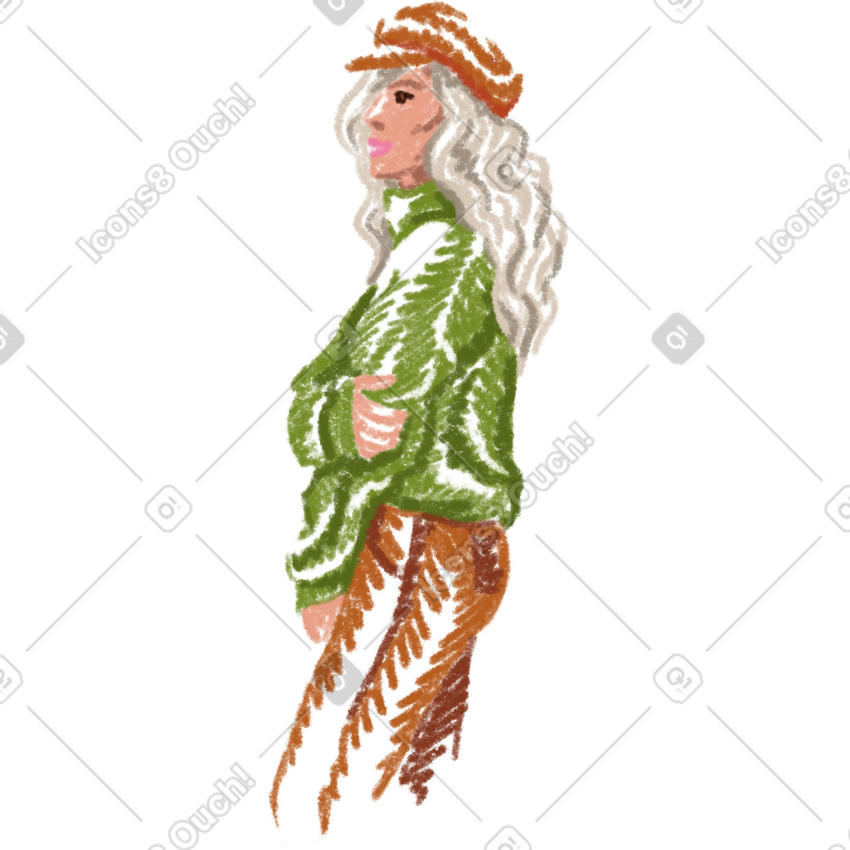 Ilustración Woman in a cap en estilo Sketchbook descargar en PNG y SVG