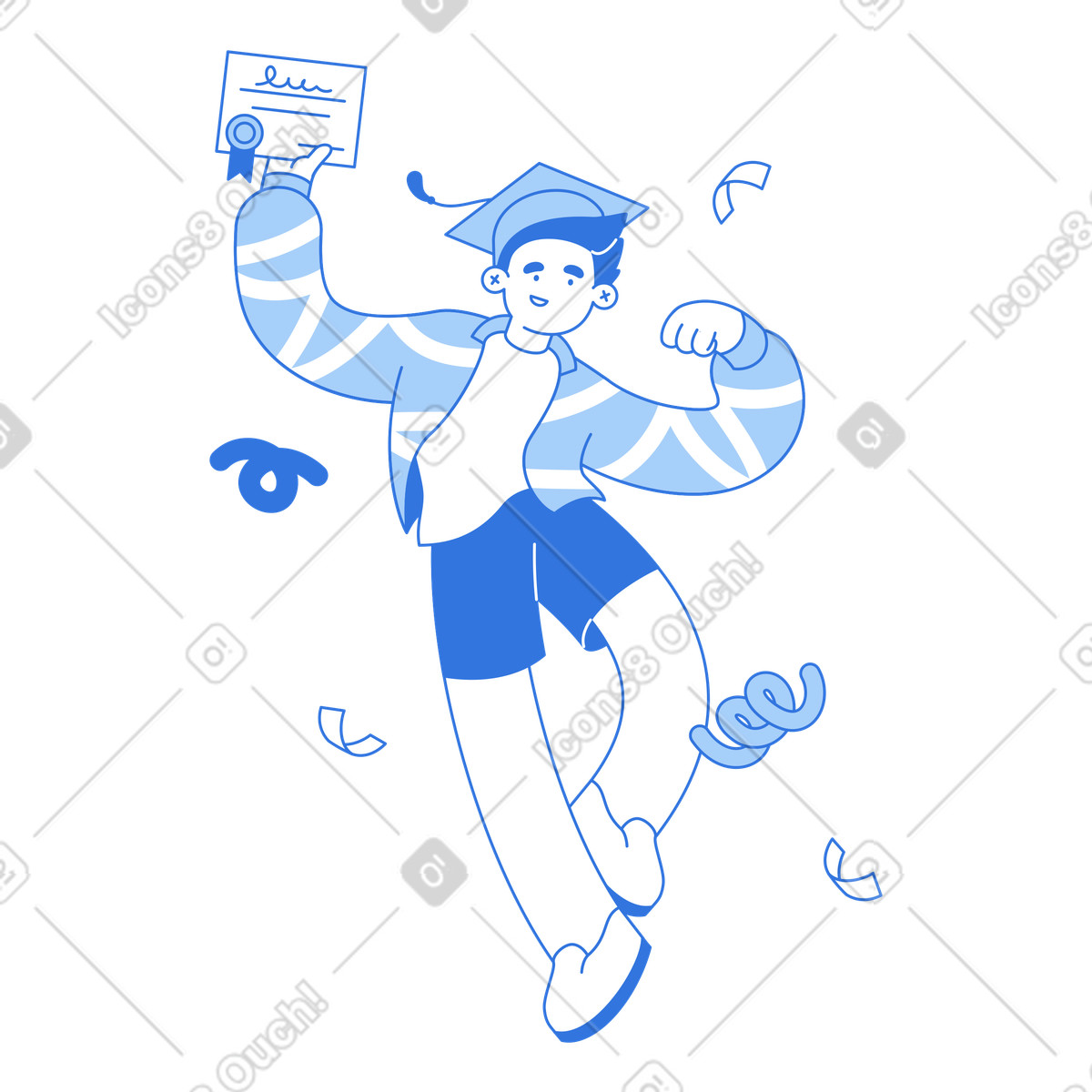 Young man in graduation cap holding diploma illustration college clipart educational graphics