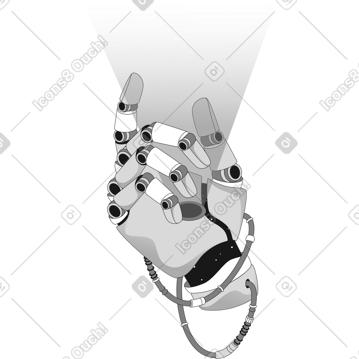Иллюстрация Hand AI with wire в стиле Futuristic — скачать в форматах PNG, SVG