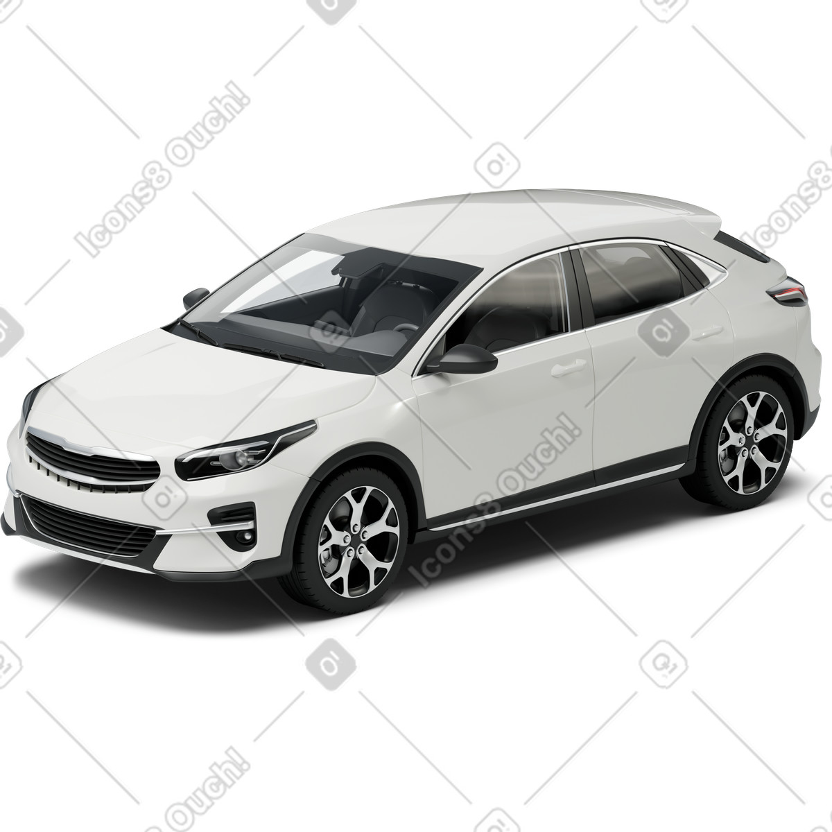 White car top view illustration in 3D Business style download in PNG, SVG