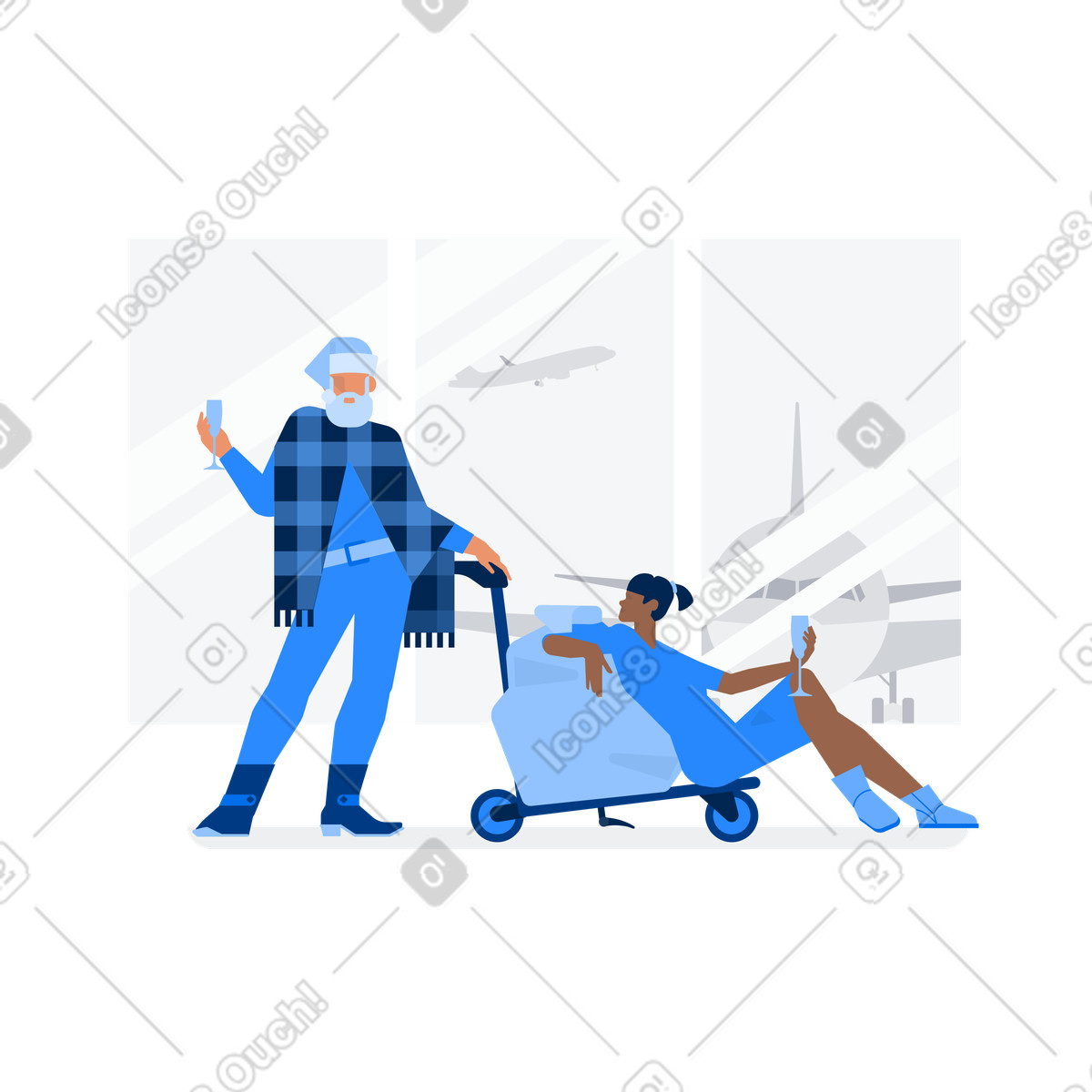 Babbo natale in aeroporto illustrazione stile Urban scarica PNG, SVG