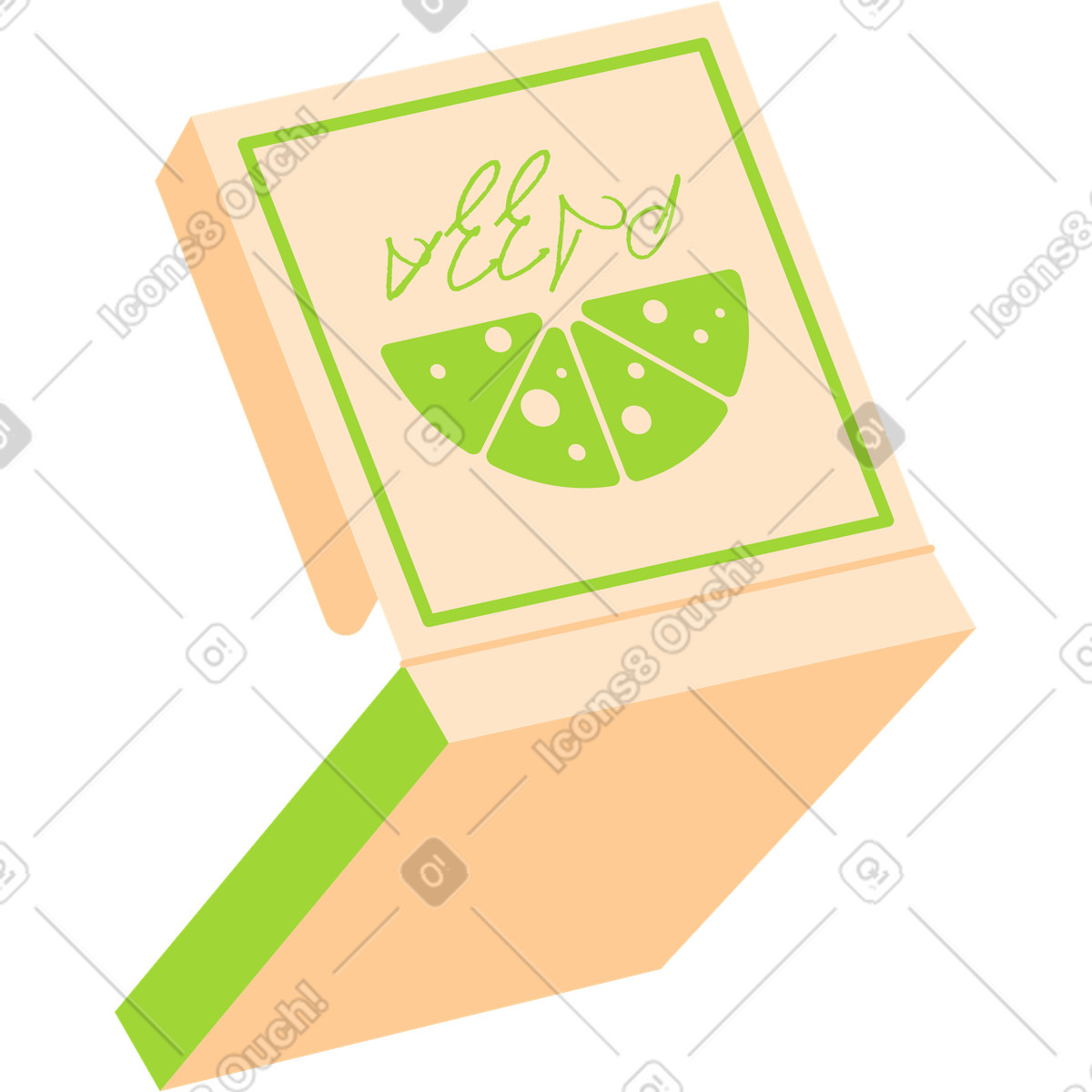 Scatola della pizza aperta illustrazione in stile Fizzy scarica in PNG, SVG