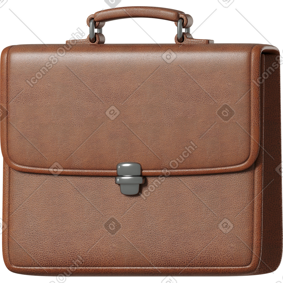 Brown leather briefcase illustration in 3D Business style download in PNG, SVG