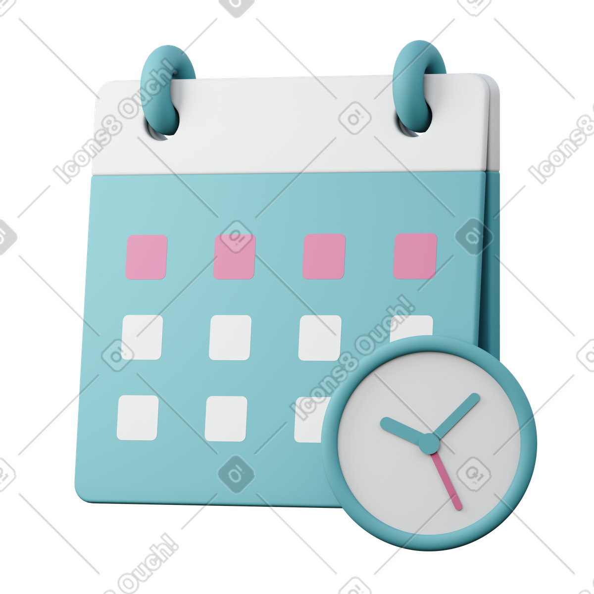 Illustration Calendrier et horloge dans le style 3D Sugary à télécharger aux formats PNG, SVG
