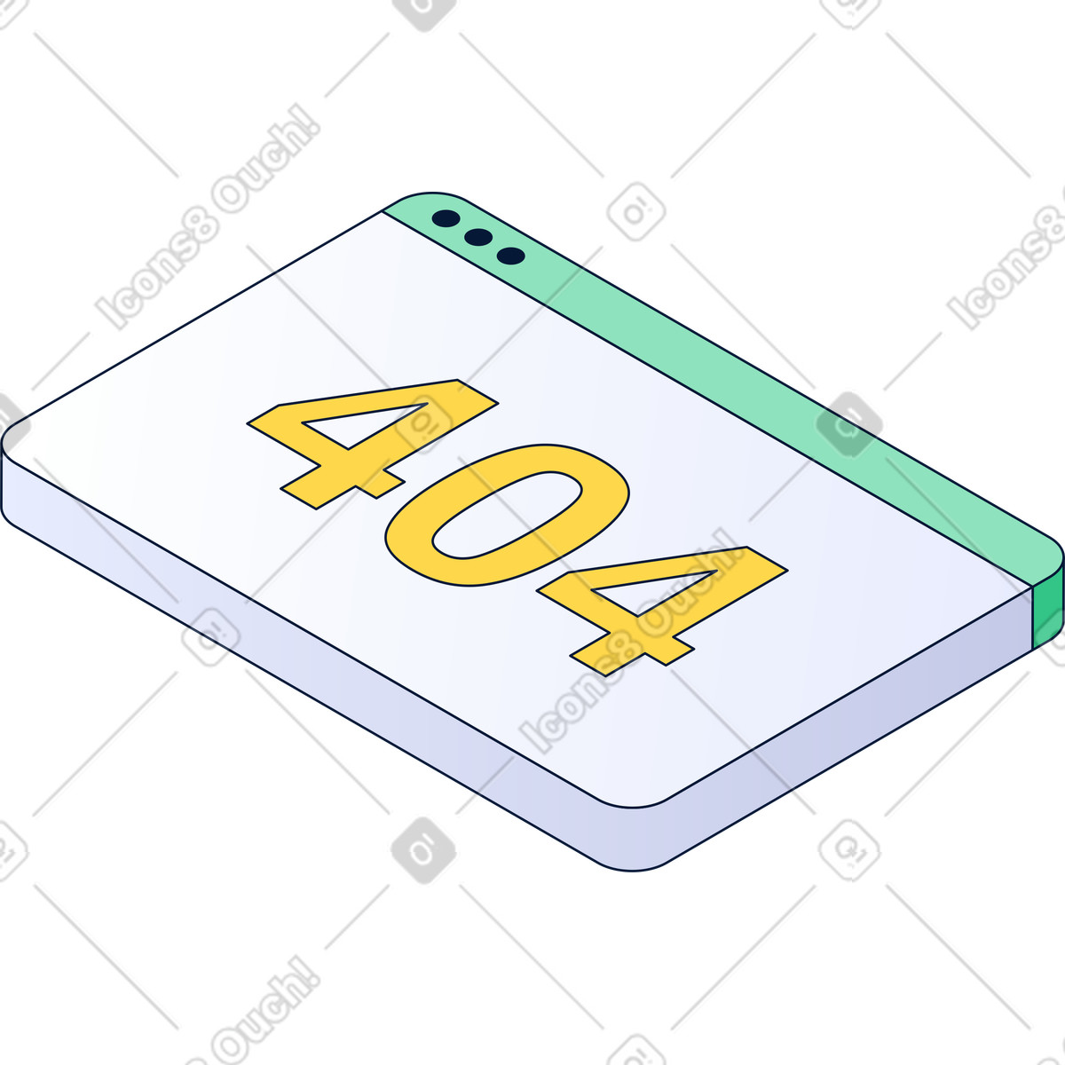 Browser window with error illustration in PNG, SVG
