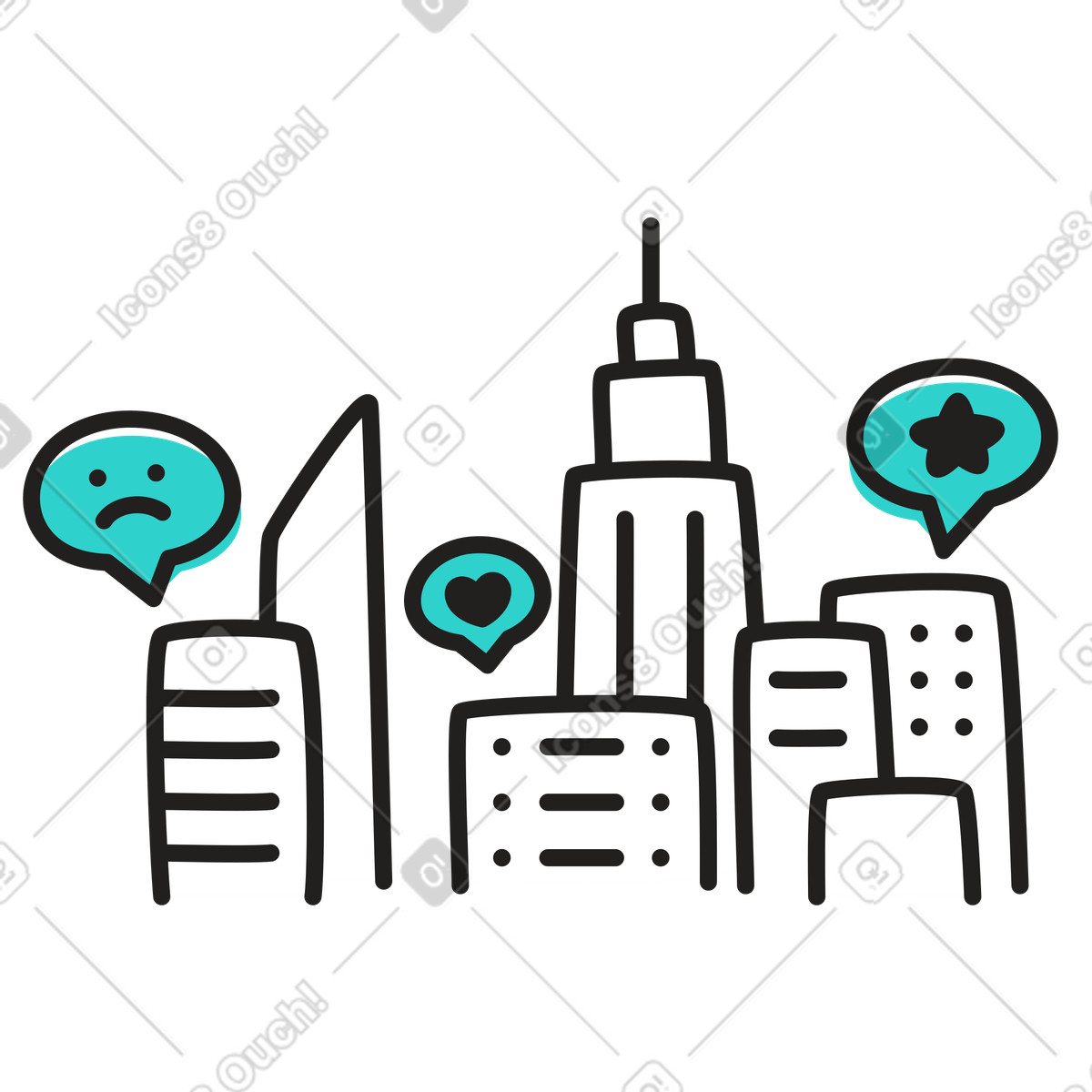 Reviews of places in the city illustration Little style download PNG, SVG