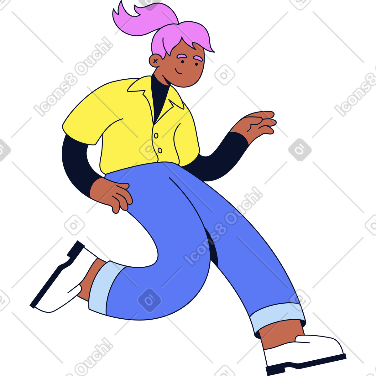 Ilustración Mujer saltando en estilo Flexy a descargar en PNG y SVG