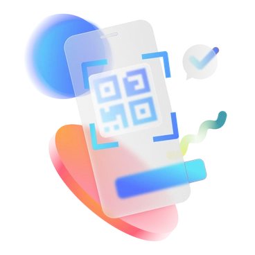 A smartphone displaying a QR code - Morphis style illustration