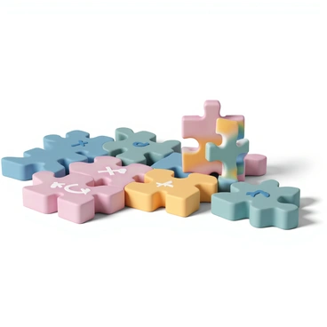 A collection of colorful puzzle pieces, each featuring different gender symbols. The pieces are arranged on a flat surface, with various colors such as blue, pink, yellow, and green. Several pieces are in the process of fitting together, showcasing intricate designs with symbols like the male, female, non-binary, and genderqueer icons. The scene captures the moment as the last piece, which has a rainbow gradient, is being placed into position, creating a harmonious and complete image. Each piece is glossy, reflecting light, and the background is softly blurred to emphasize the vibrancy of the puzzle pieces.