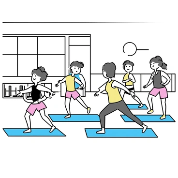 An indoor sports facility with a high ceiling and large windows allowing natural light to enter. Several athletes are practicing the "bird-dog" exercise on blue gym mats spread across the floor. Each athlete is in a different stage of the exercise, extending one arm and the opposite leg. The athletes are wearing athletic gear, including fitted shorts and breathable tops. In the background, there are exercise equipment, such as weights and resistance bands neatly arranged along the walls.