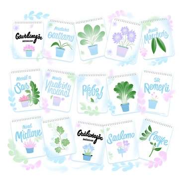 A gardening-themed calendar providing seasonal tips with detailed illustrations of plants