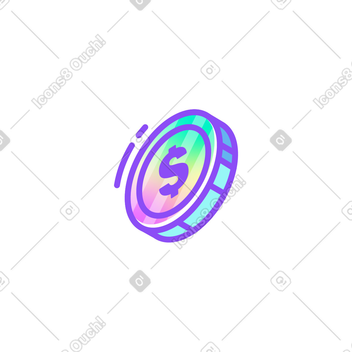 Holographic 스타일의 달러 동전 일러스트레이션 PNG, SVG 다운로드