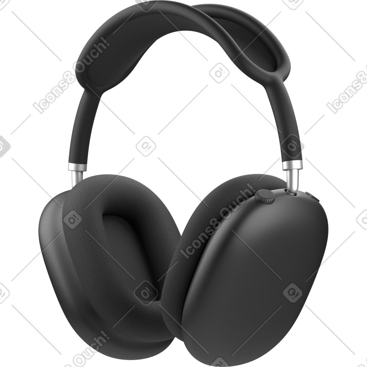 Illustration Black headphones side view dans le style 3D Business à télécharger aux formats PNG, SVG