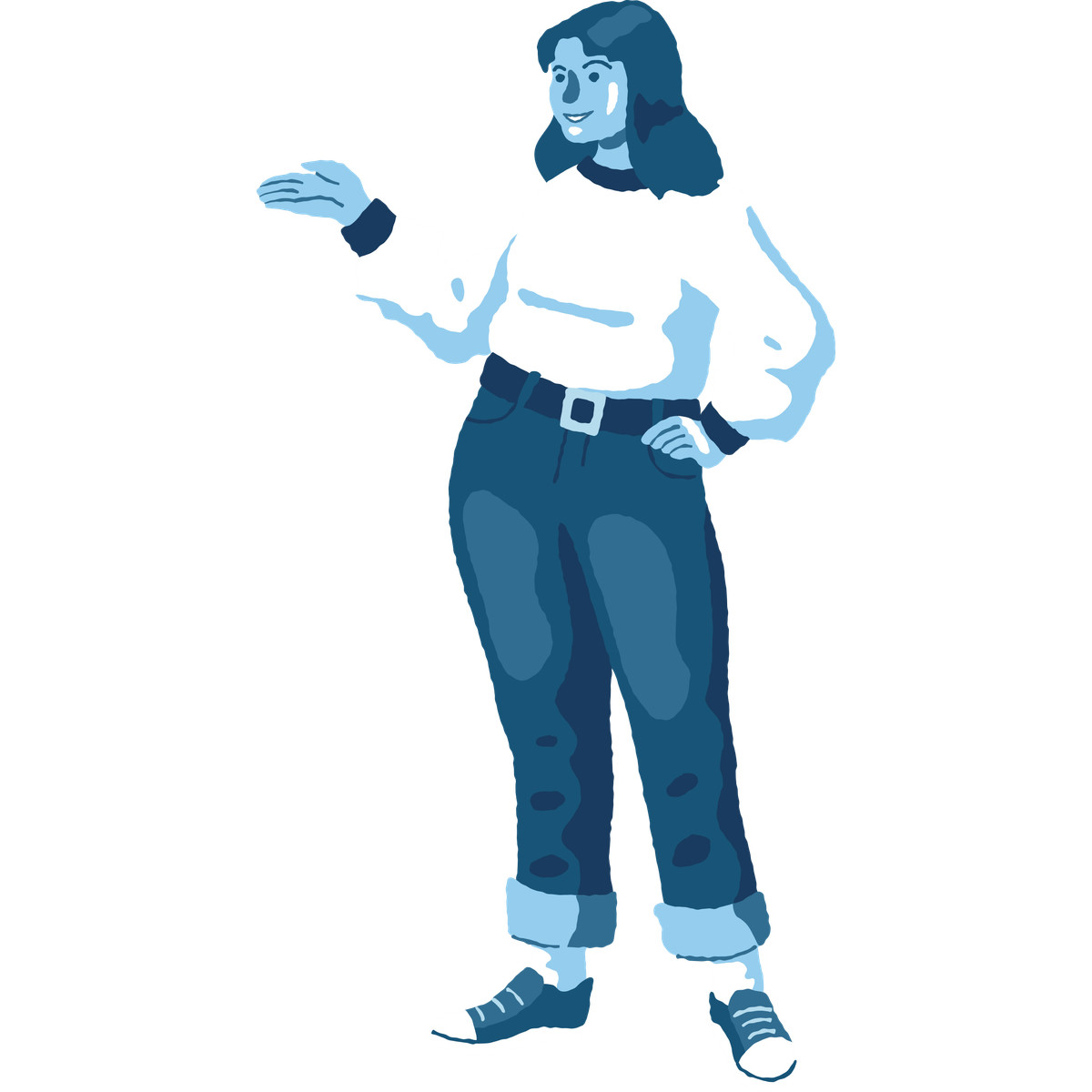 Curvy woman standing front-Illustration im Cherry-Stil als Download in PNG, SVG
