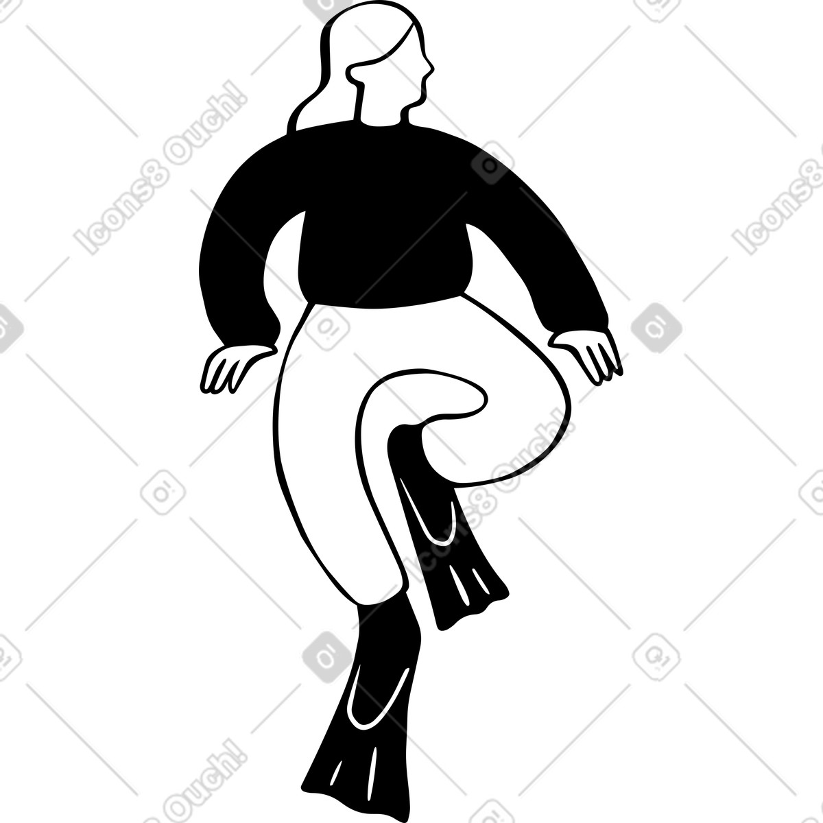 Ilustración Mujer en aletas estilo Journal a descargar PNG y SVG