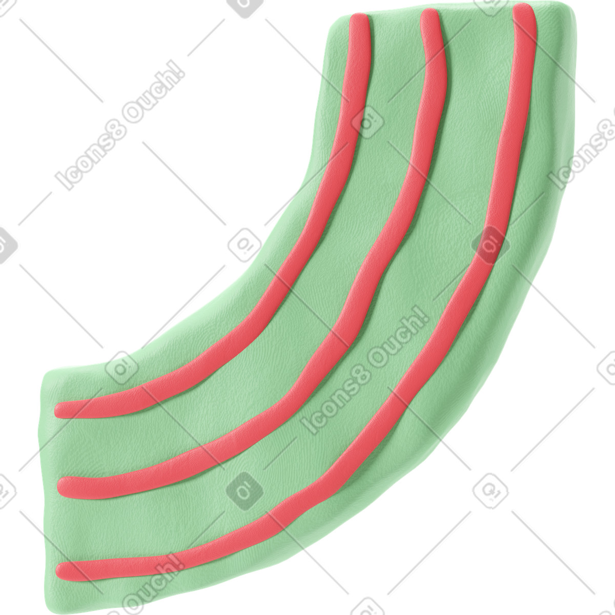 3D Stripy 스타일의 빨간 줄무늬가 있는 녹색 천으로 된 팔 일러스트레이션 PNG, SVG 다운로드