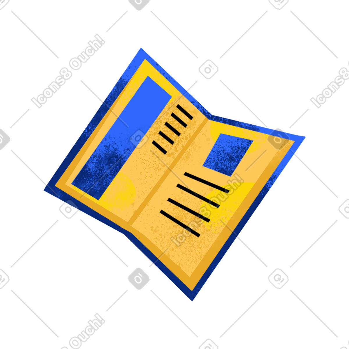 Book with text and pictures illustration in Flare style download in PNG, SVG