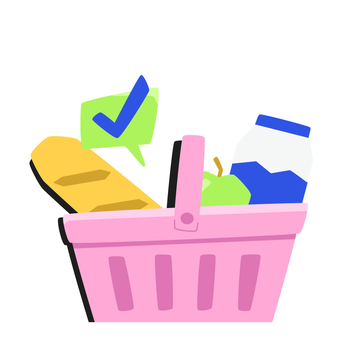 Ordering groceries completed illustration in Bouncy style download in PNG, SVG