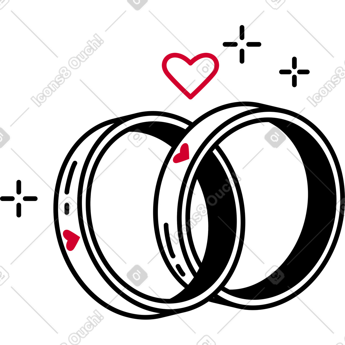 Ineinander verschlungene ringe-Illustration im Ruby-Stil als Download in PNG, SVG