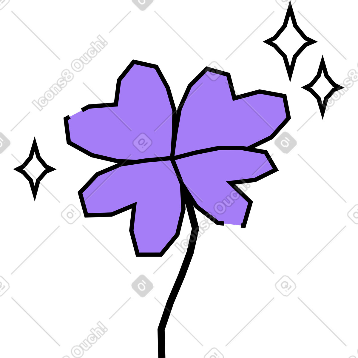 Four-leaf clover illustration in Amethyst style download in PNG, SVG