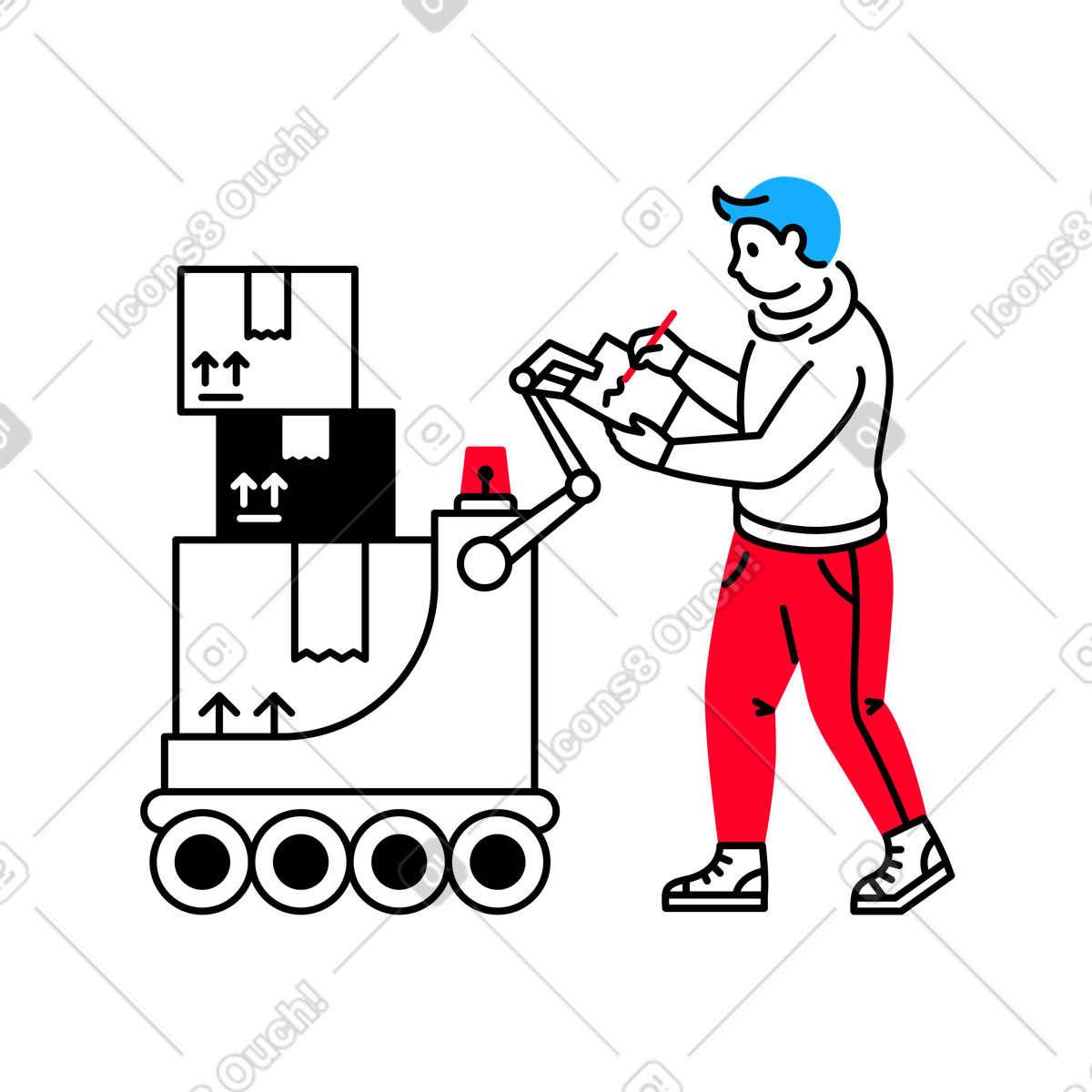 Иллюстрация Робот-доставка в стиле Transistor — скачать в форматах PNG, SVG