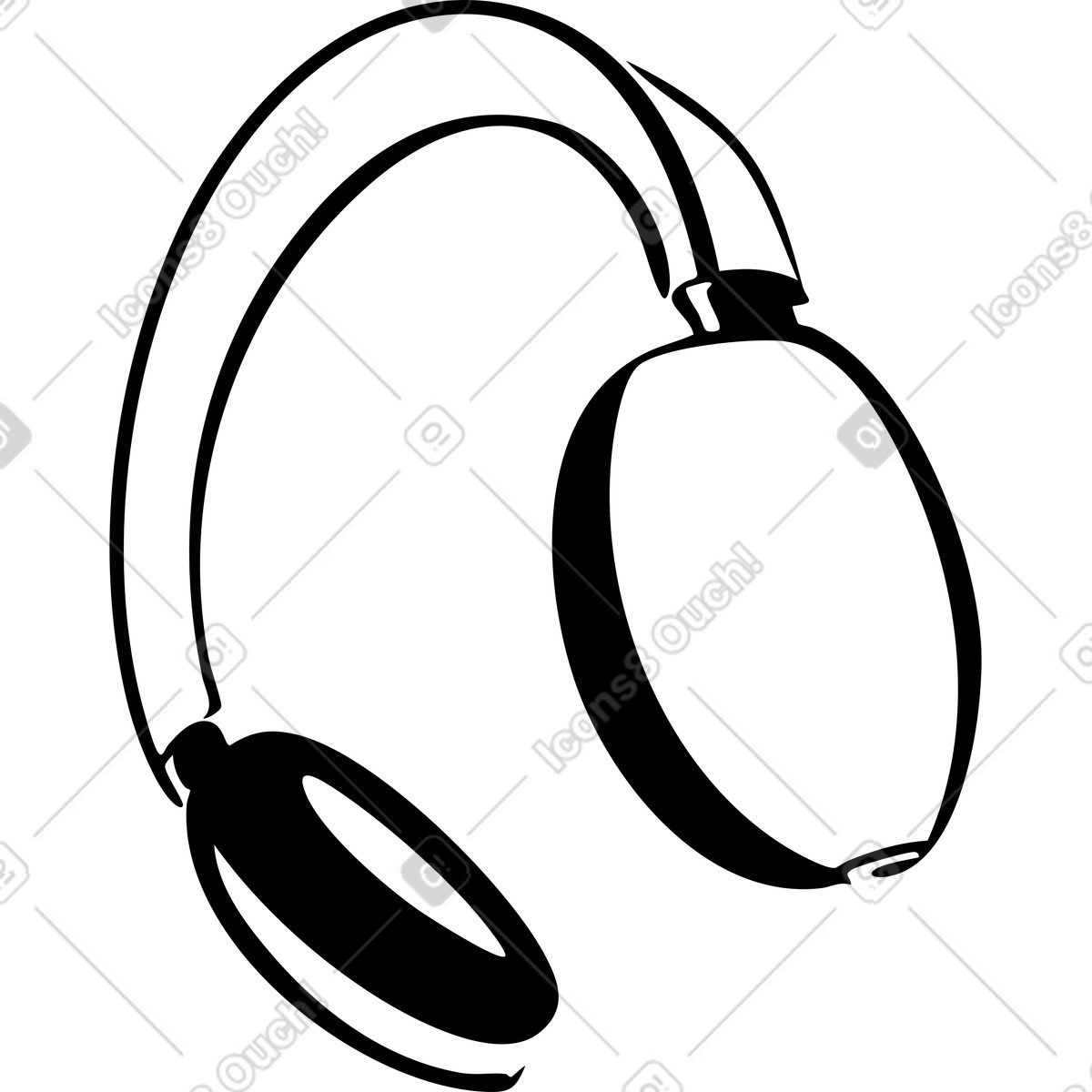 Over ear headphones illustration in Line style download in PNG, SVG