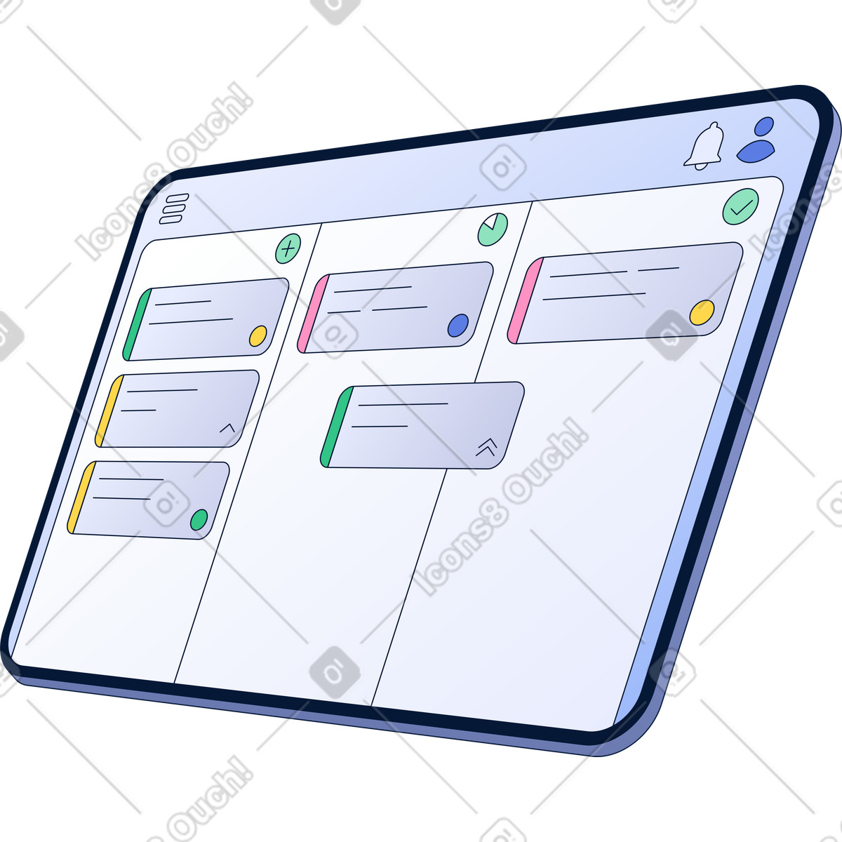 Kanban board illustration in PNG, SVG