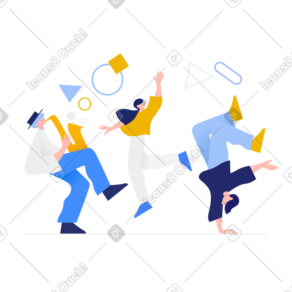 Illustration Quelques personnes qui dansent ensemble dans le style Clip à télécharger aux formats PNG, SVG