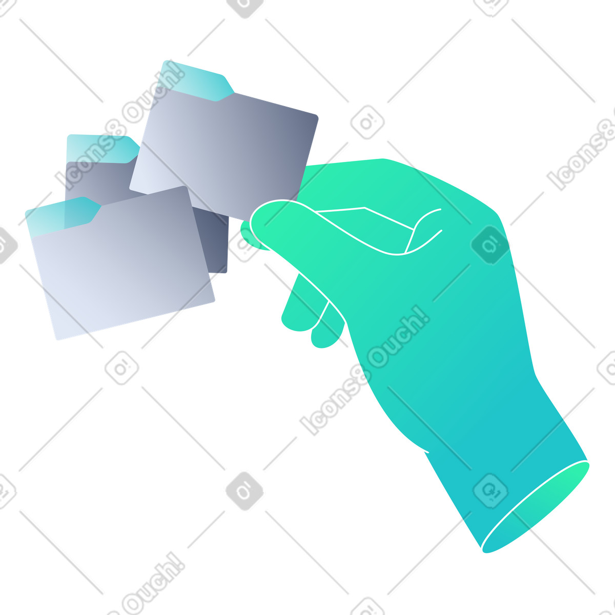 Selezione manuale dei file dall'archiviazione cloud illustrazione in stile Lucent scarica in PNG, SVG