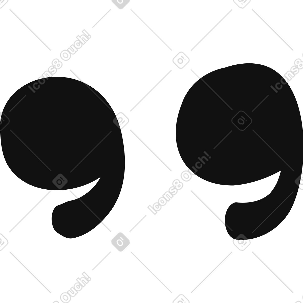 Organic 스타일의 Quotation marks curved double comma symbol for highlighting spoken words 일러스트레이션 PNG, SVG 다운로드
