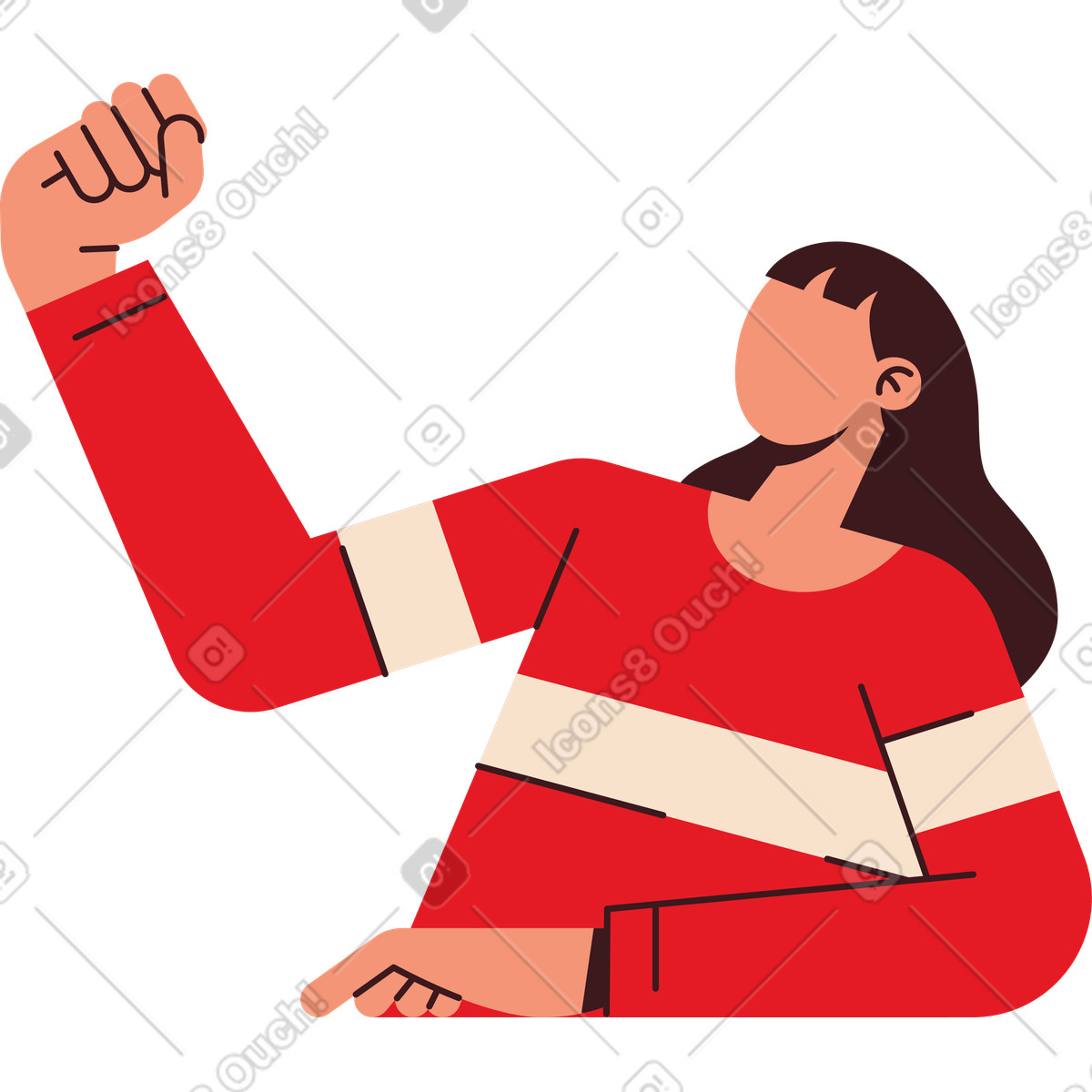 Illustration Jeune femme tenant quelque chose dans sa main le style Folks à télécharger aux formats PNG, SVG