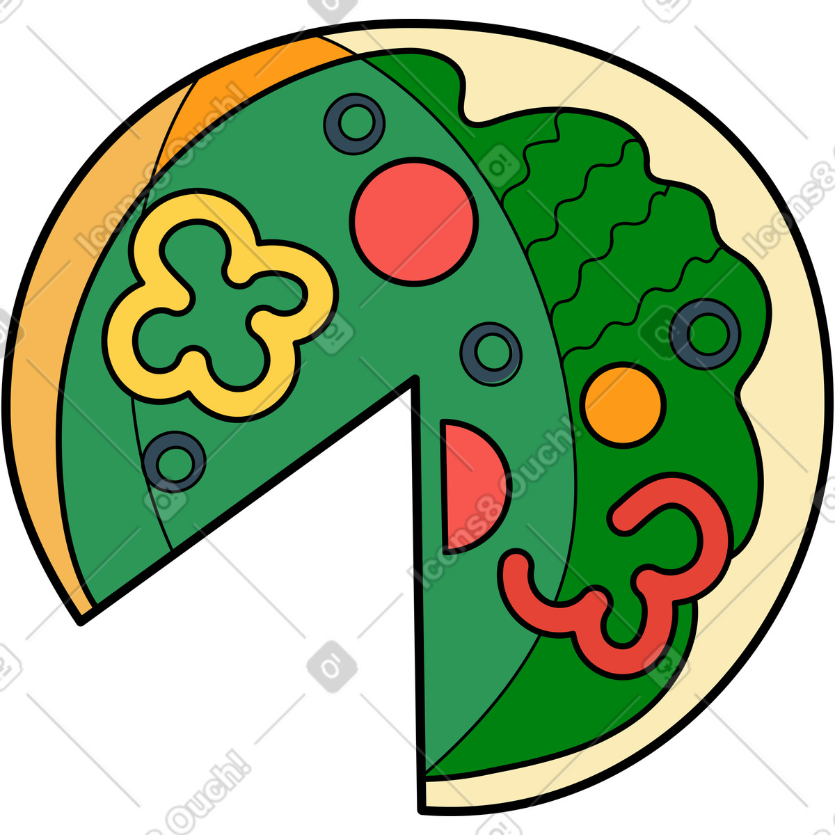 Illustration Pizza dans le style Surr à télécharger aux formats PNG, SVG