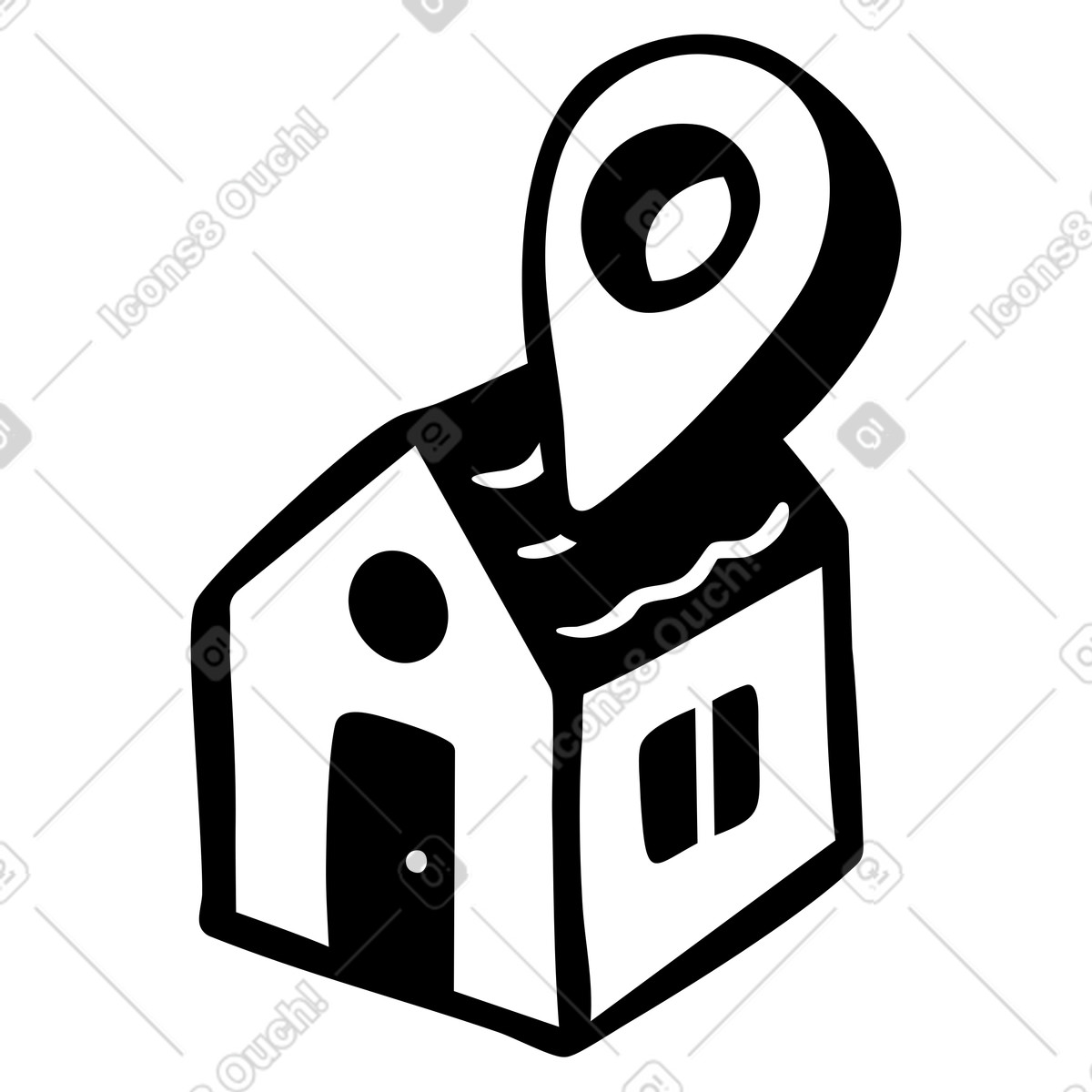 Home Location with Marker on Map illustration in Journal style download in PNG, SVG