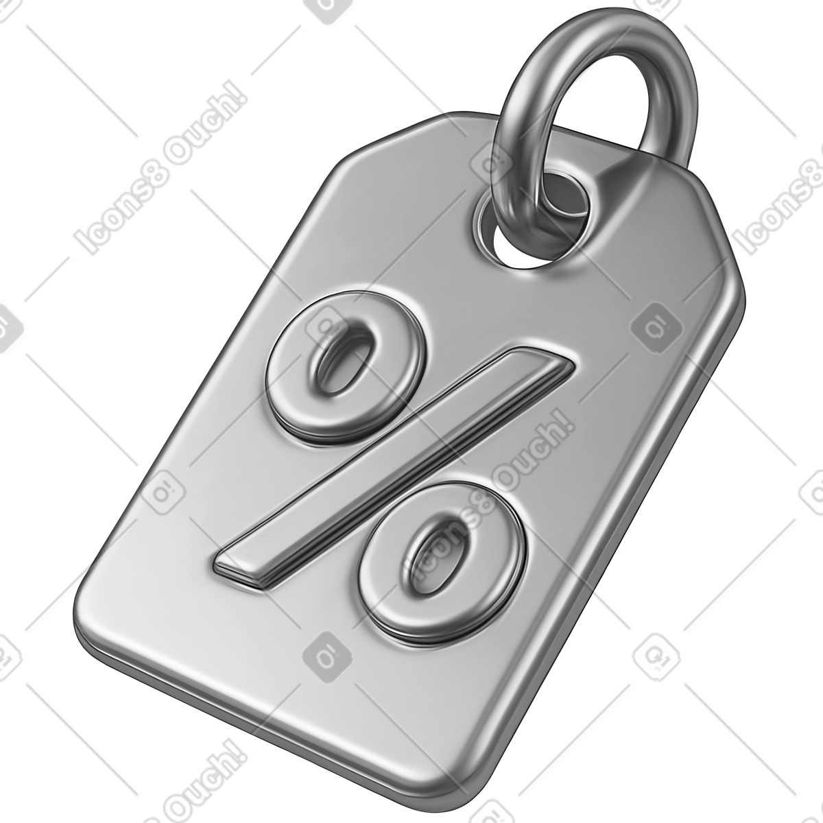 Illustration Étiquette de prix en argent avec signe pourcentage dans le style Chromed à télécharger aux formats PNG, SVG