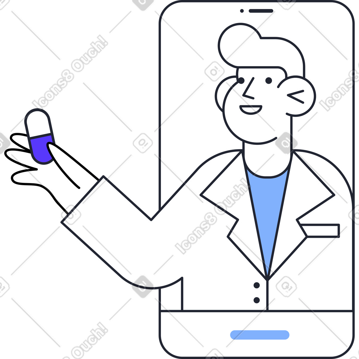 Pablita 스타일의 Smartphone doctor 일러스트레이션 PNG, SVG 다운로드