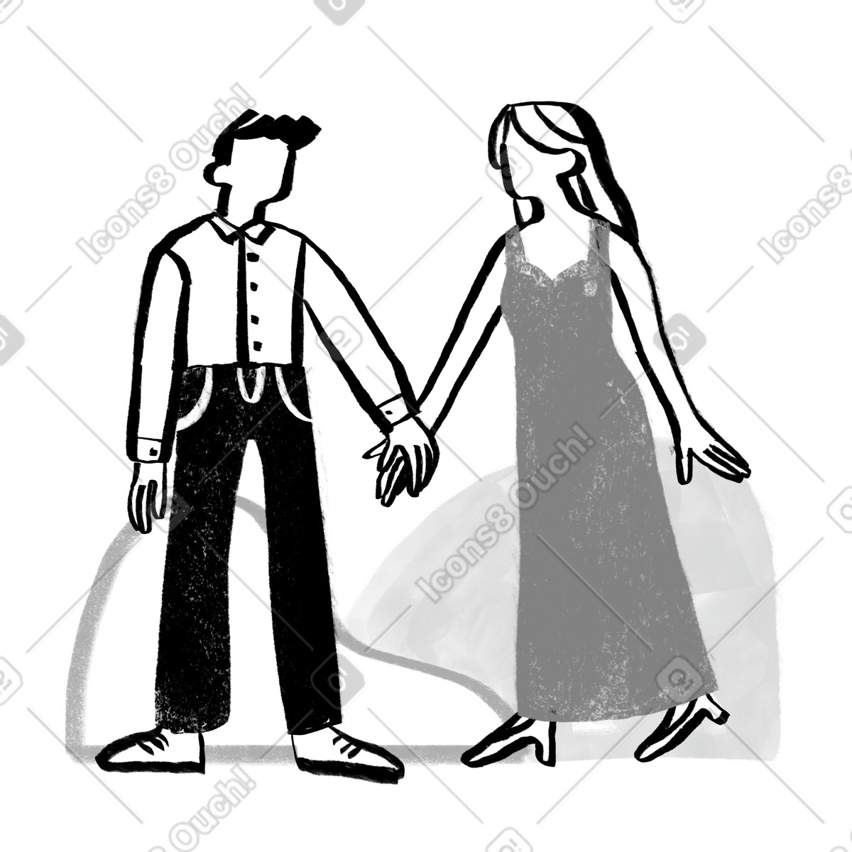 Ilustración Black and white man woman holding hands en estilo Company a descargar en PNG y SVG