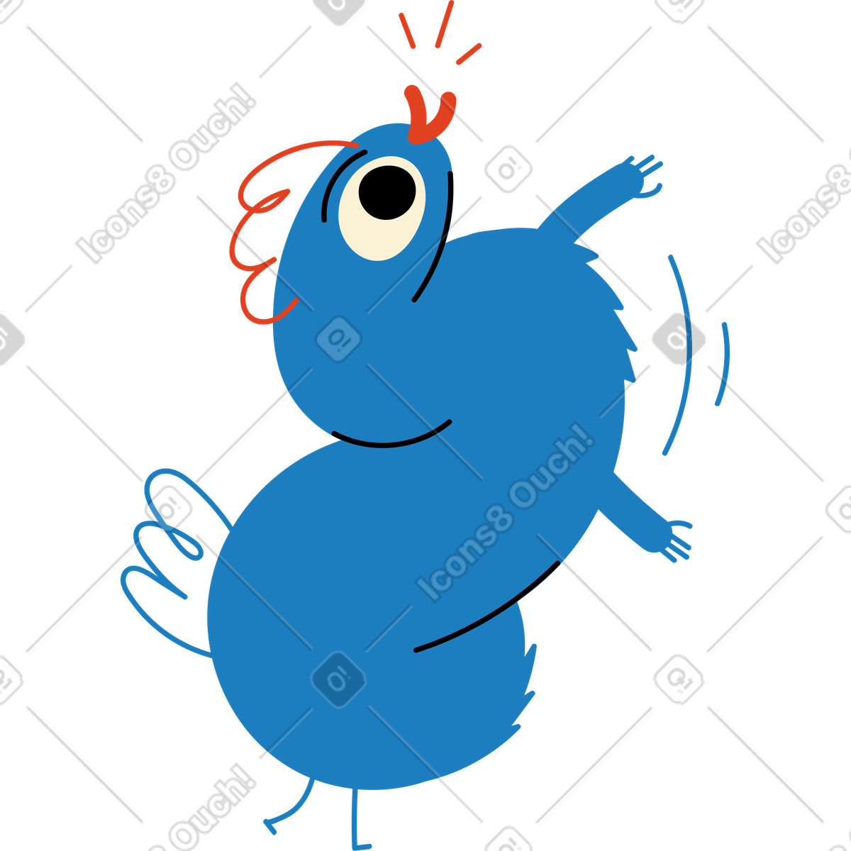 Ilustración Personaje azul con un ojo en estilo Jelly a descargar en PNG y SVG