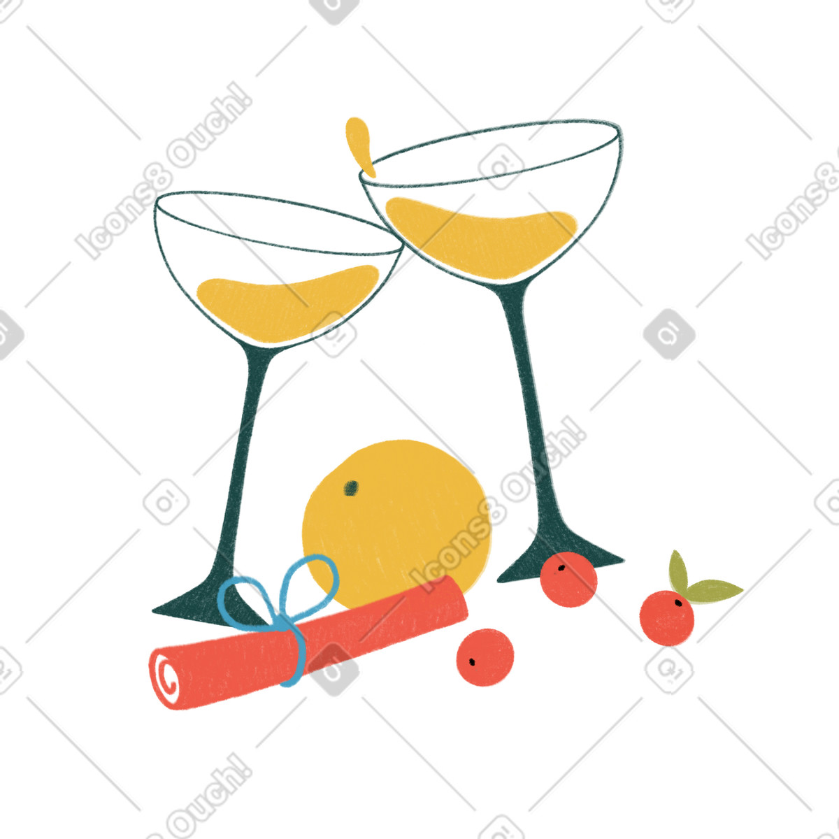 Tutti スタイルの Champagne with wish note のイラストをPNG、SVG形式でダウンロード