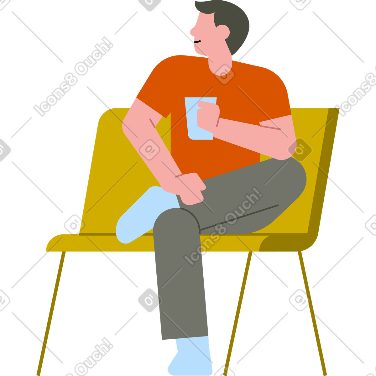 Illustration Homme assis sur un canapé dans le style Vector à télécharger aux formats PNG, SVG