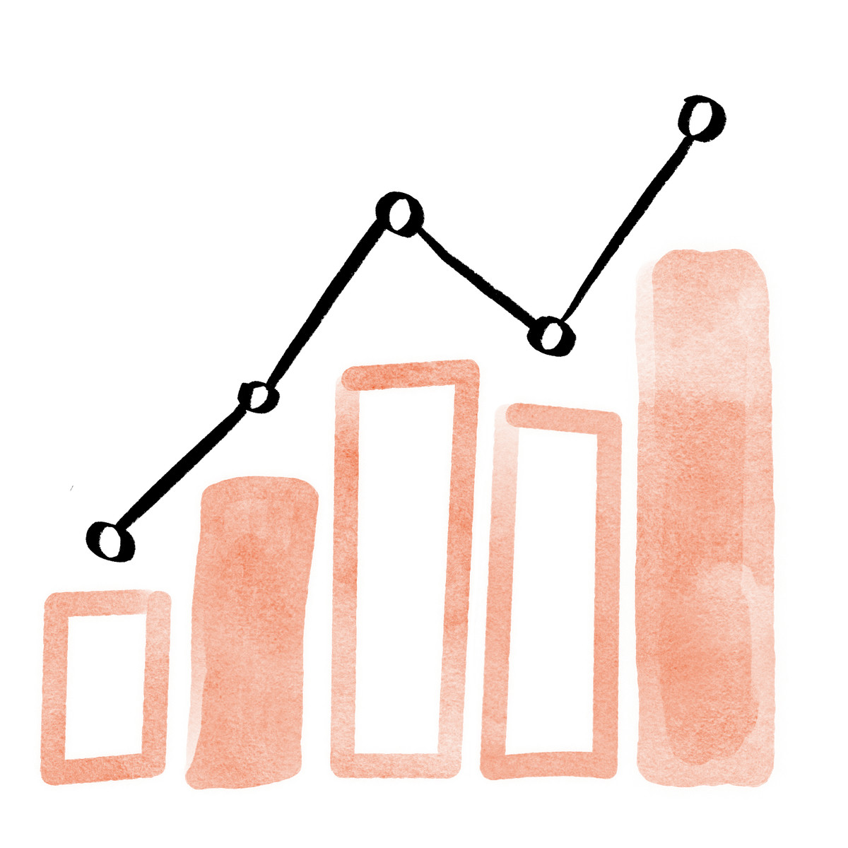 Анимированная иллюстрация Analytics with ascending bars for positive financial growth в стиле Anthropic Claude Hand Drawn — скачать в форматах GIF, Lottie (JSON), AE
