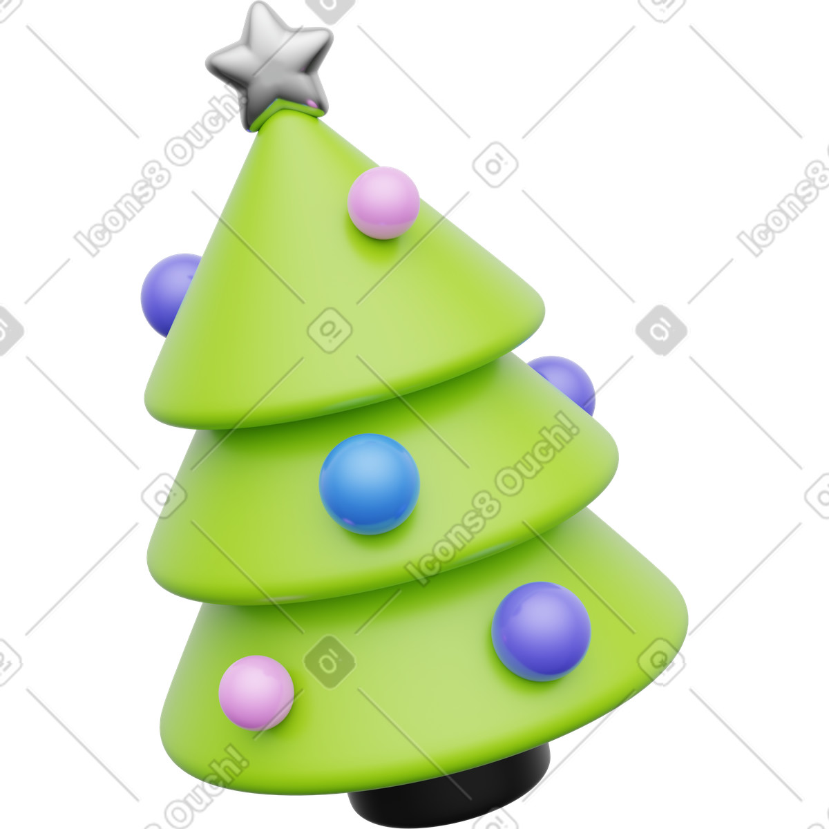 Christmas tree, festive decoration, holiday symbol illustration in 3D Playful style download in PNG, SVG