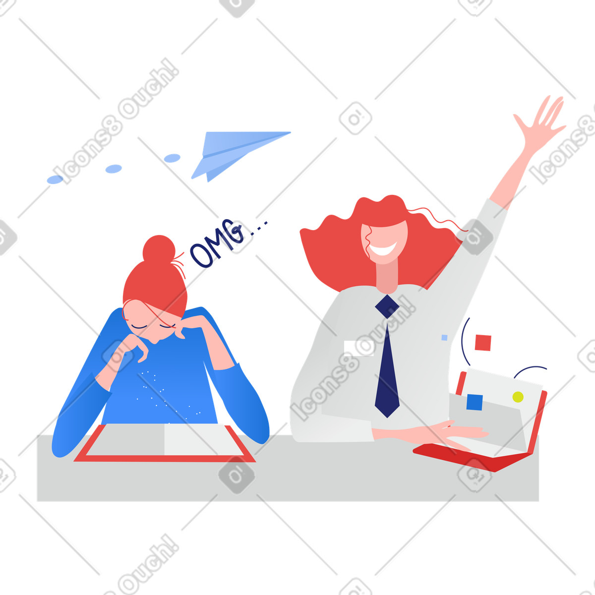 Illustration Camarades de classe assis ensemble à la table dans le style Clip télécharger aux formats PNG, SVG