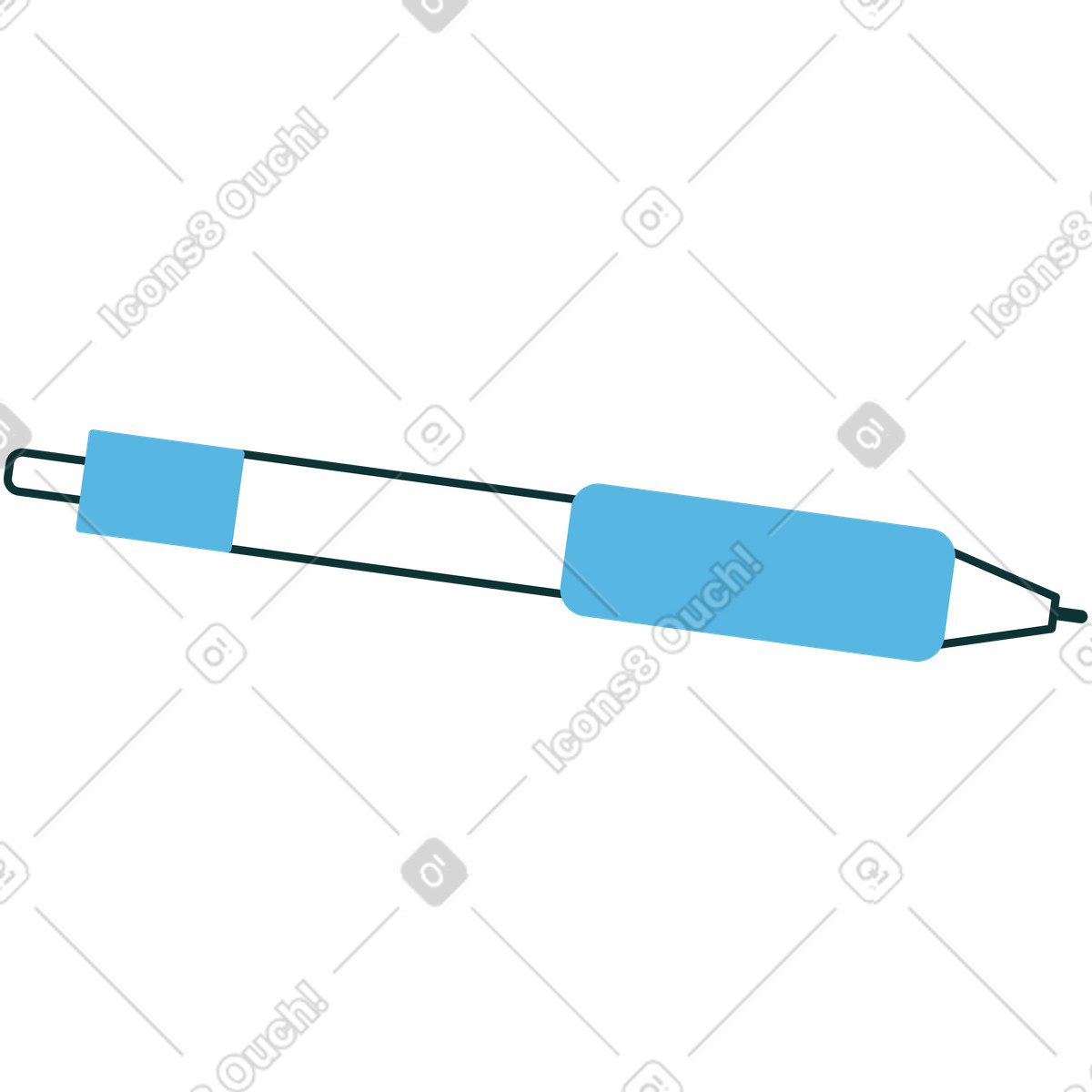 Florid スタイルの 白と青のペン のイラストをPNG、SVG形式でダウンロード