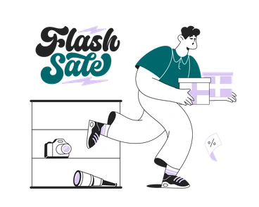 A person carrying boxes with a camera - Sammy Line style illustration