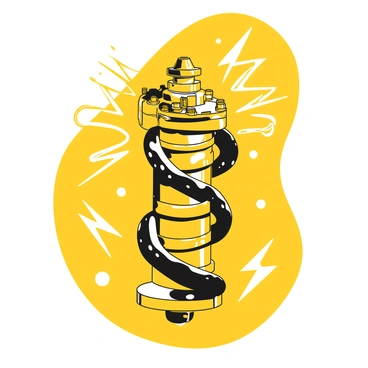 An ignition coil positioned upright, featuring intricate details of metallic components and wires. The coil is surrounded by "neon outlines" that highlight its shape, adding a sense of depth and dimension. An "electric aura" radiates around the ignition coil, suggesting energy and power. The background is minimal, focusing on the ignition coil as the main subject, allowing its features to stand out prominently.