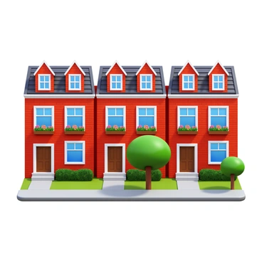 A row of classic brick townhouses in a quiet neighborhood