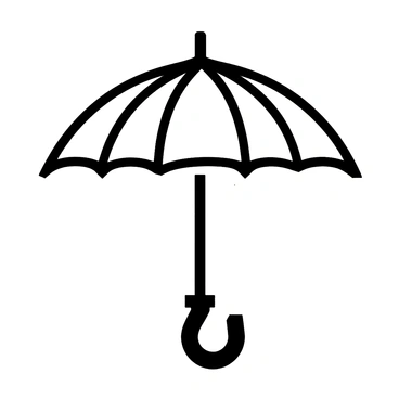 A patent drawing featuring a unique umbrella design with a curved handle, showcasing the various components and details of the umbrella's structure and mechanism.