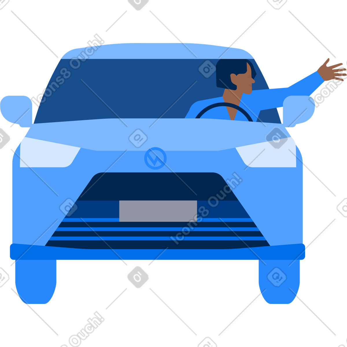 Urban スタイルの Man is sitting in car and shows his hand out of the window のイラストをPNG、SVG形式でダウンロード